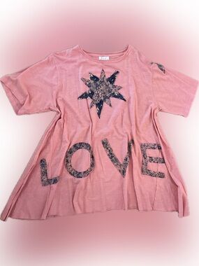 Pink 'LOVE' Graphic Tunic Shirt